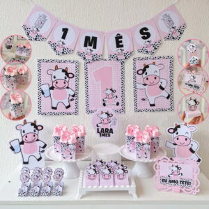 Kit Mesversário Vaquinha Rosa
