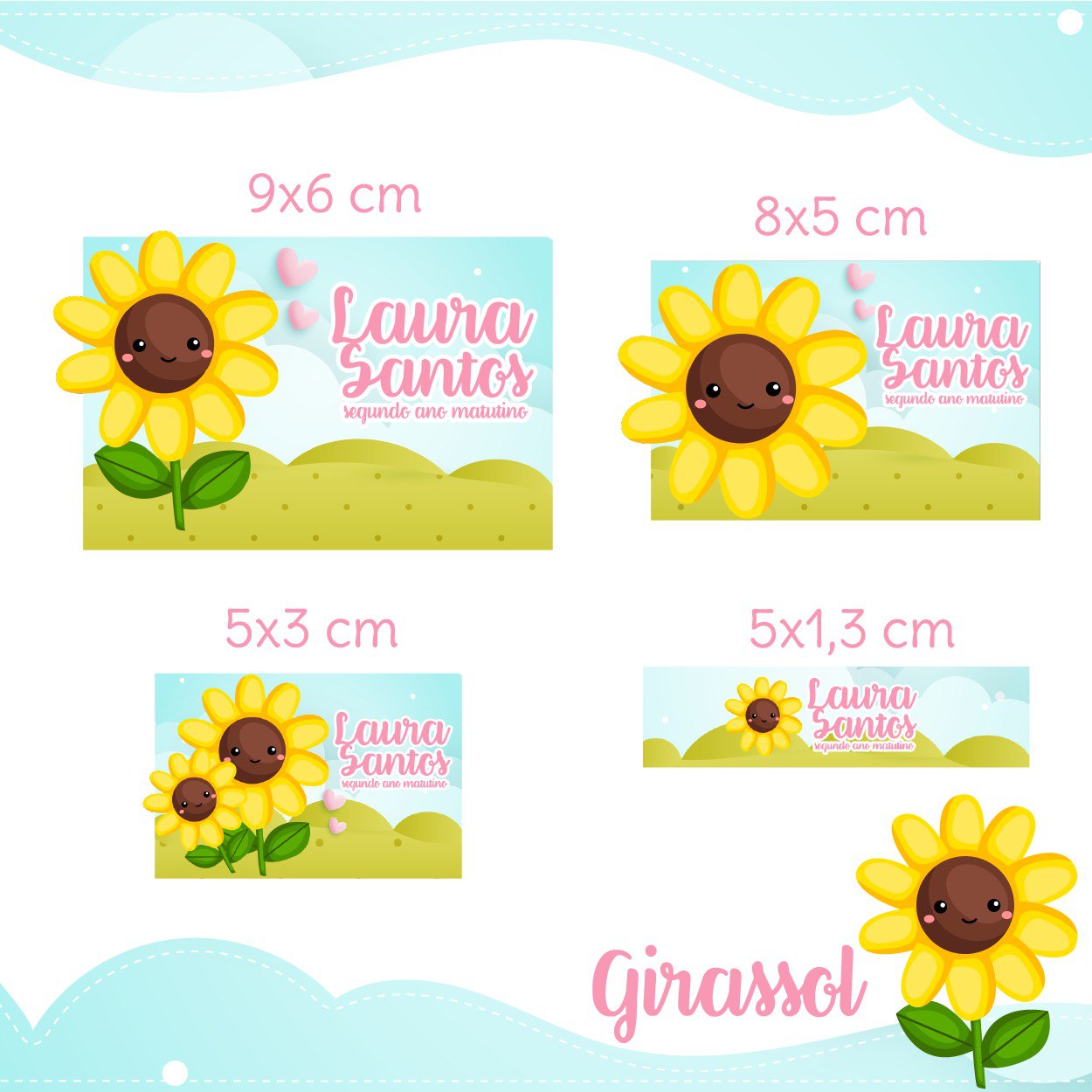 Etiqueta escolar Girassol